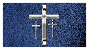 539 DSC700-517-SL-SH-BL Silver 3 Crosses Shimmer Blue